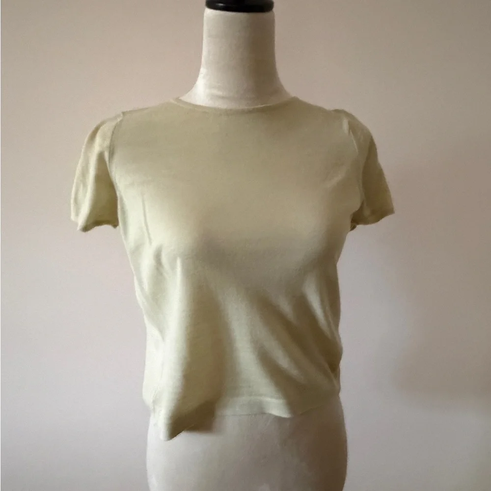 TSE Elegant light Green Button-Up Cardigan and shell twin set